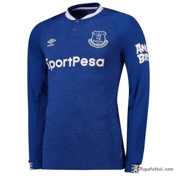 Camiseta Everton Replica Primera Ropa Manga Larga 2018/19 Azul